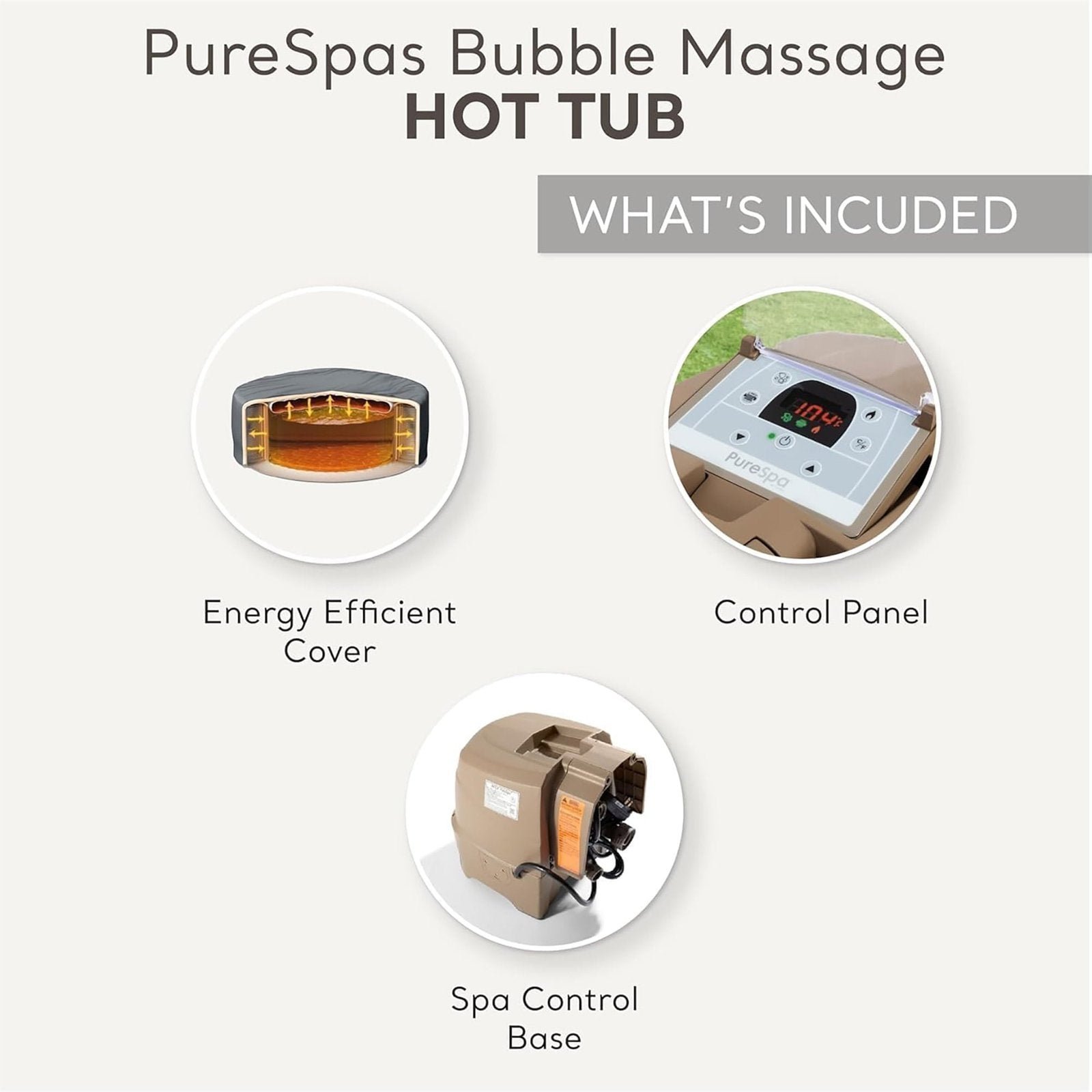 Intex: PureSpa: Sahara Tan Inflatable Hot Tub Set – 6 Person – 85″ Round Outdoor Heated Bubble Spa, Jet Massage, Cover, Hard Water Treatment System - Image 4