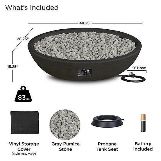Real Flame 48.25 in. x 28.25 in. Riverside Oval Propane Gas Fire Bowl, Shale - Image 4