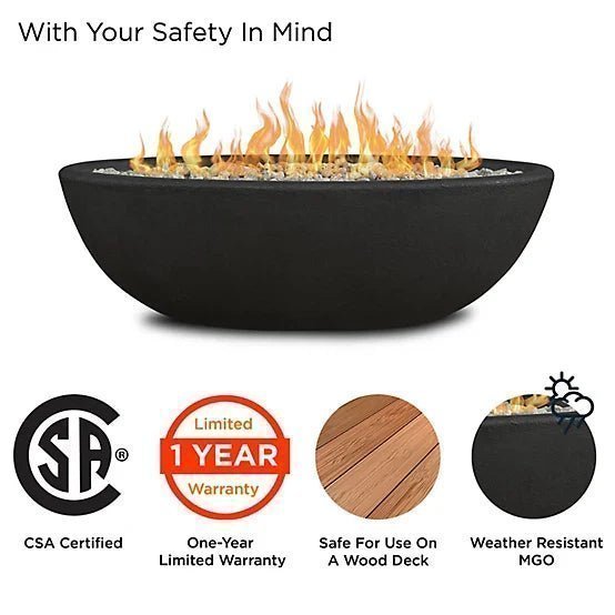 Real Flame 48.25 in. x 28.25 in. Riverside Oval Propane Gas Fire Bowl, Shale - Image 3