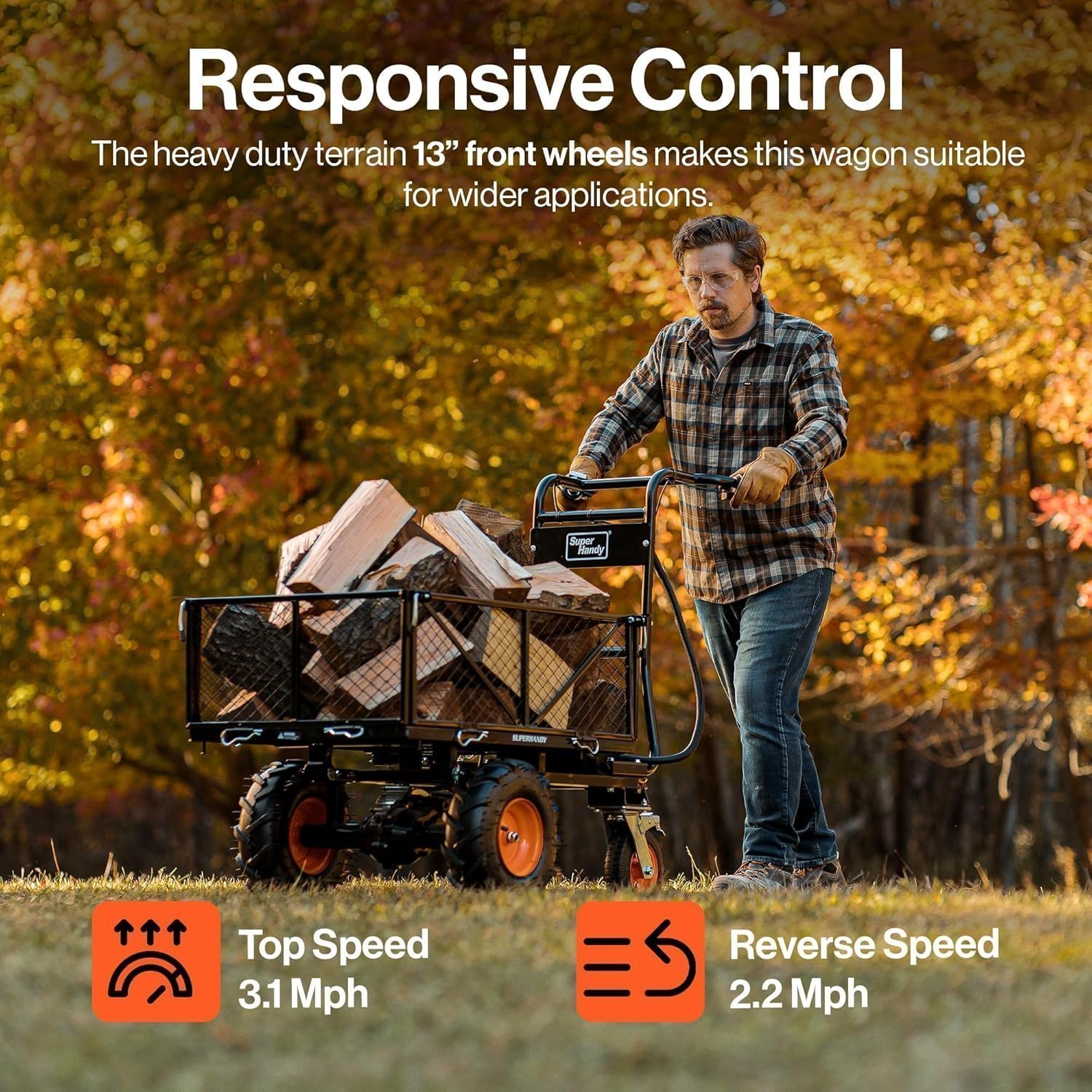 SuperHandy 48V Electric Power Wagon Utility Cart, 660 lb Load, 1000 lb Hauling Capacity - Image 5