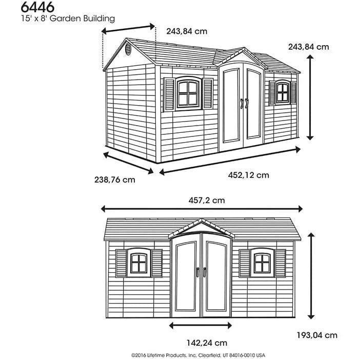 Side entry 15 ft. W x 8 ft. D plastic storage shed with assembly - Image 5
